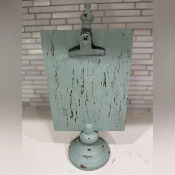 Rustic Teal Distressed Wooden Clip Stand Sign Holder - Picture 3 of 5